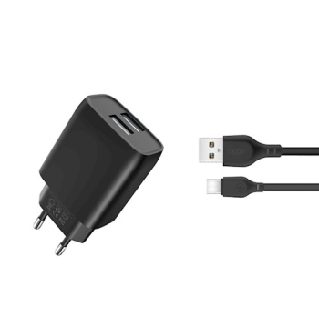 XO ładowarka sieciowa L57 2x USB 2,4A czarna + kabel USB-C