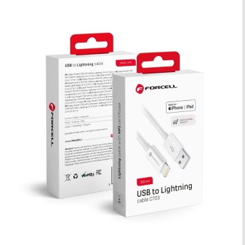 FORCELL kabel USB A do Lightning 8-pin MFI 2,4A/5V 12W C703 1m biały